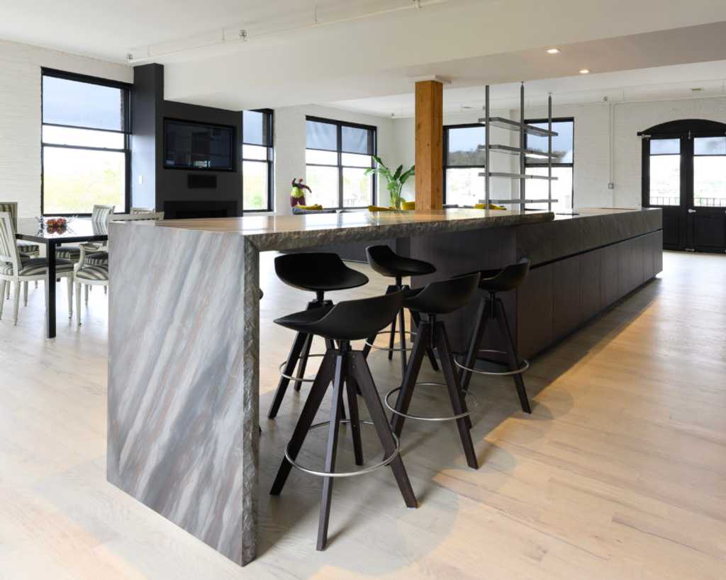 kitchen bar height chairs in a modern kitchen