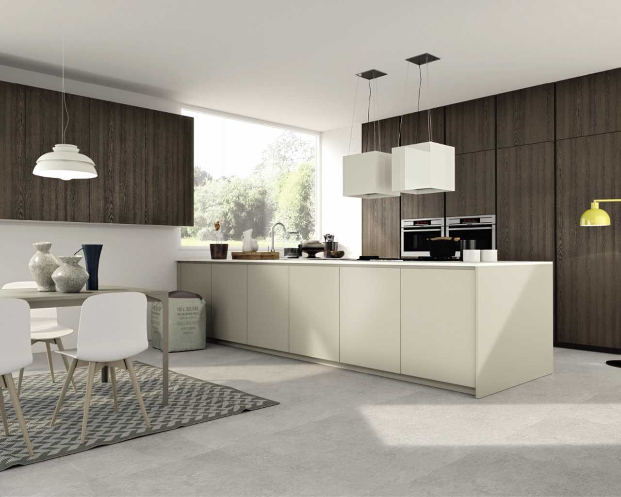 Award winning NOLI modern kitchen design, natural light, tile flooring