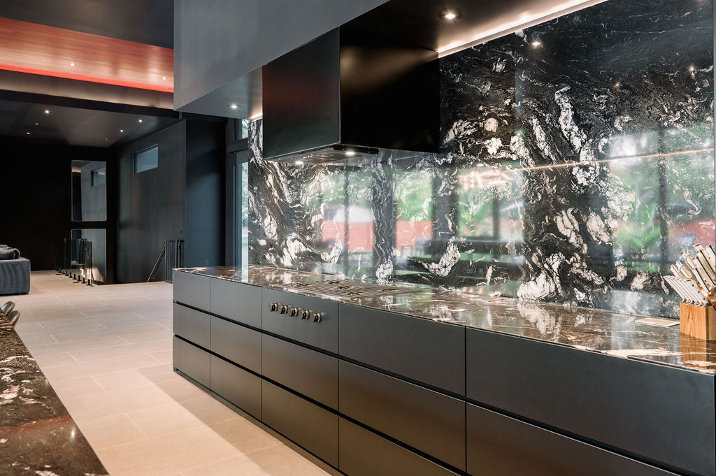 Hidden Kitchen Hood in Modern Dark Kitchen