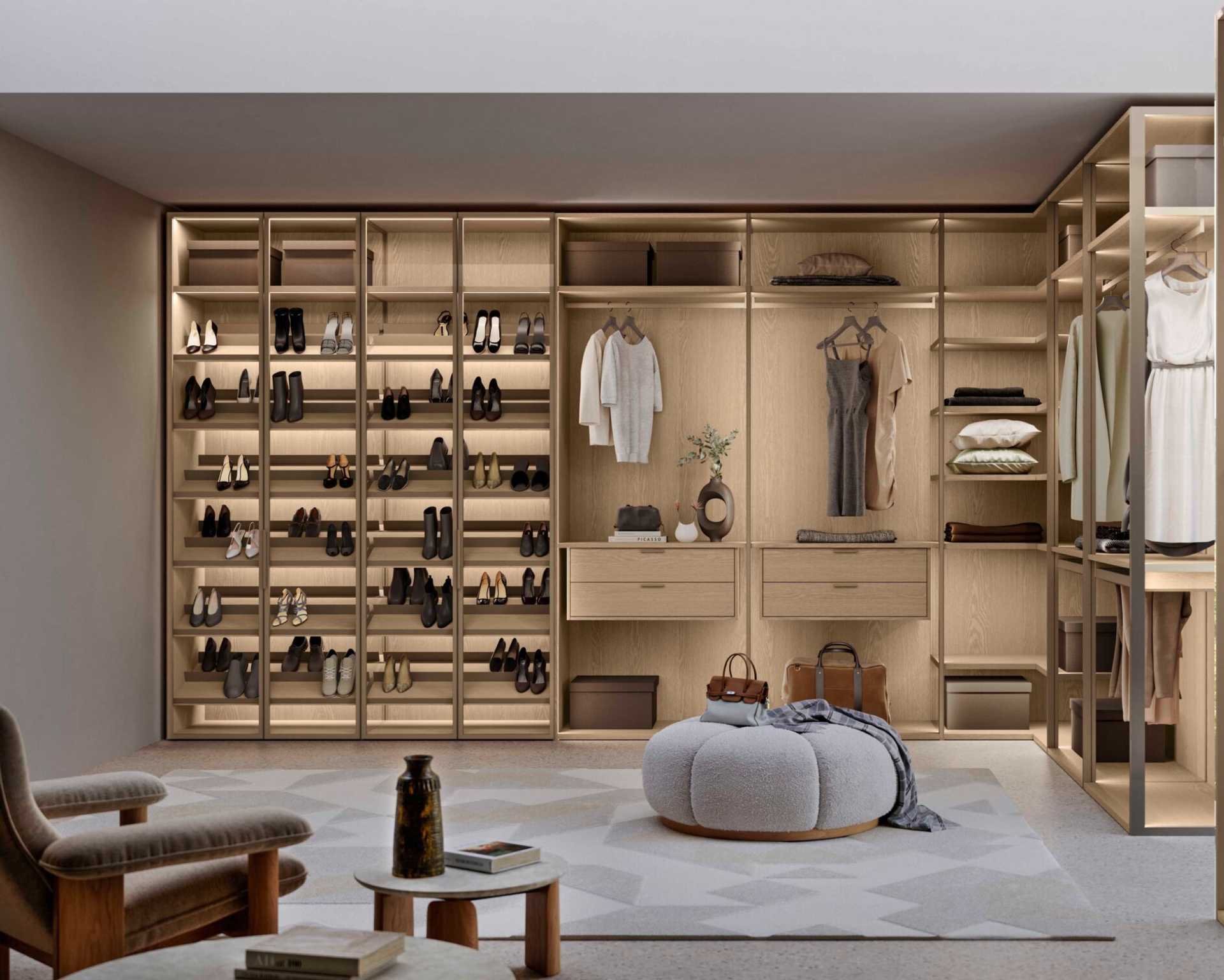 luxury modern closet with shelving