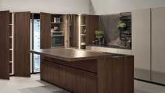 Kitchen cabinets organized to compliment the planned workflow of the kitchen space.